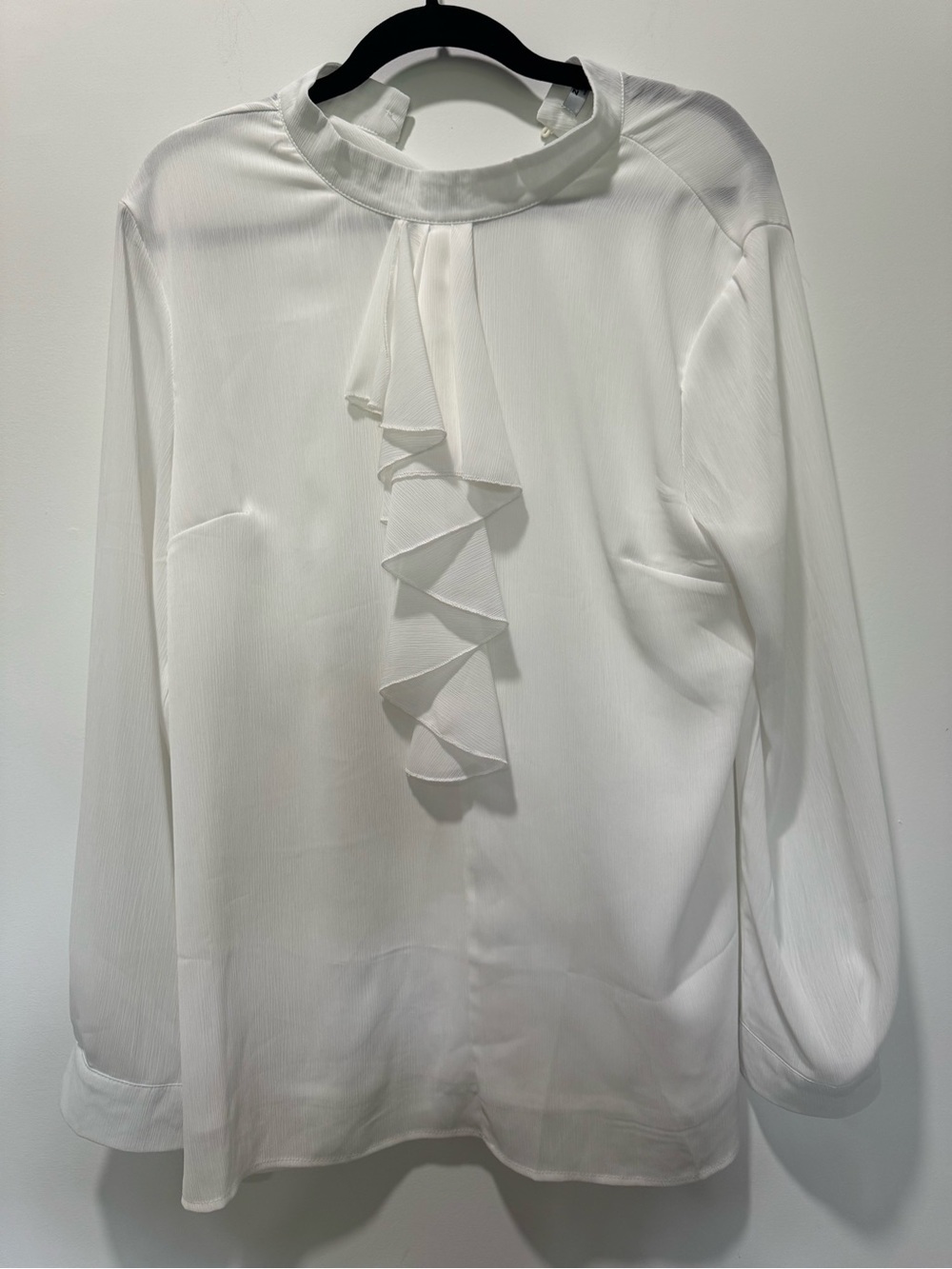 zeagoo White Ruffle Front Long Sleeve Blouse | Good Used Condition